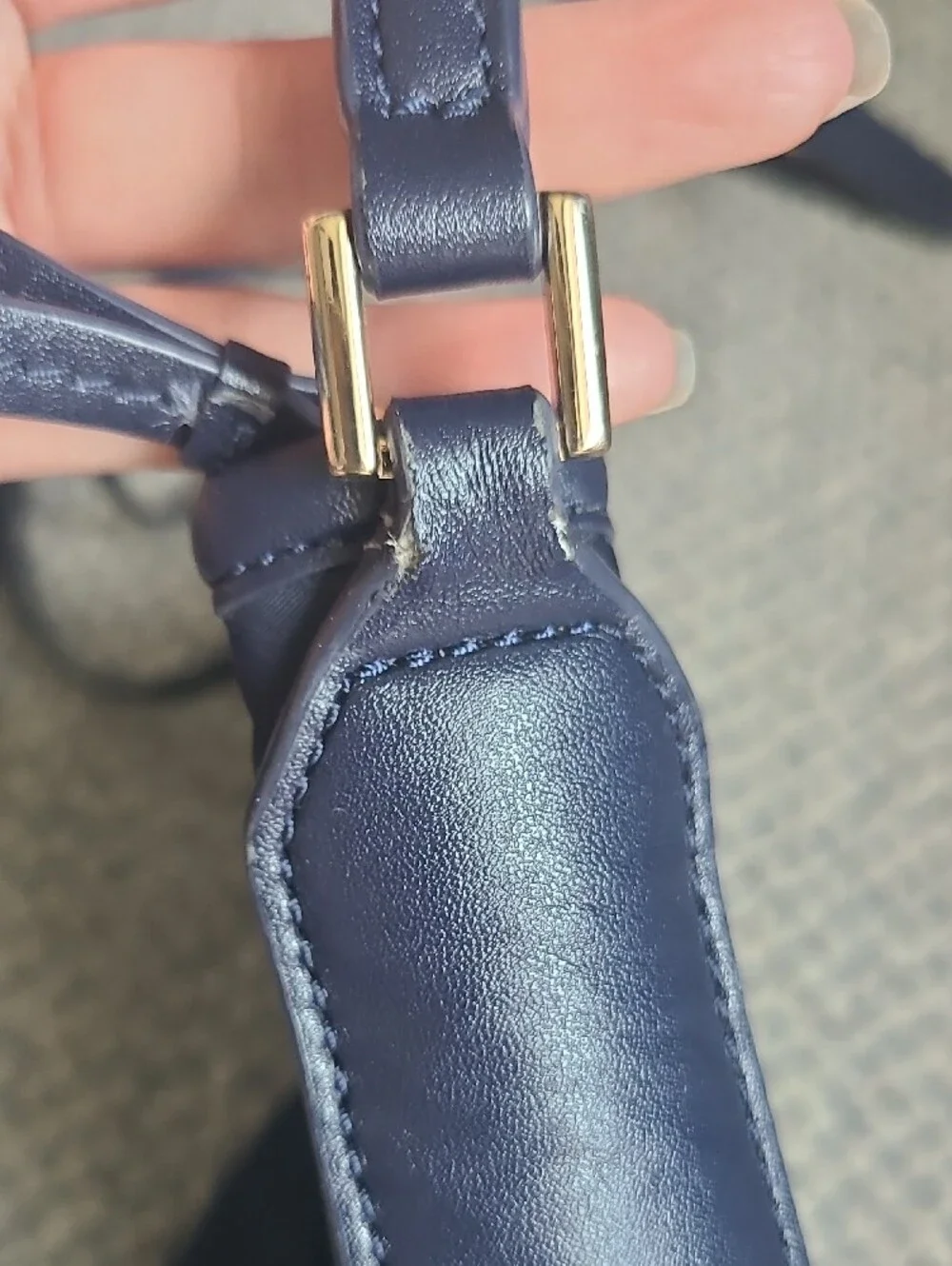 Tory Burch Navy Crossbody Nylon Bag with Gold Zip and Logo
